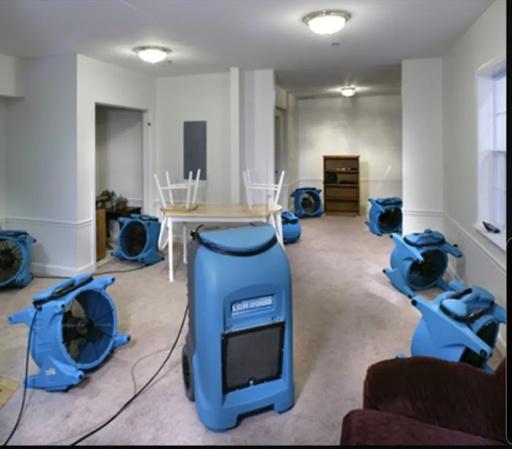 Air movers and dehumidifier setup for Water Extraction & Removal in McLean
